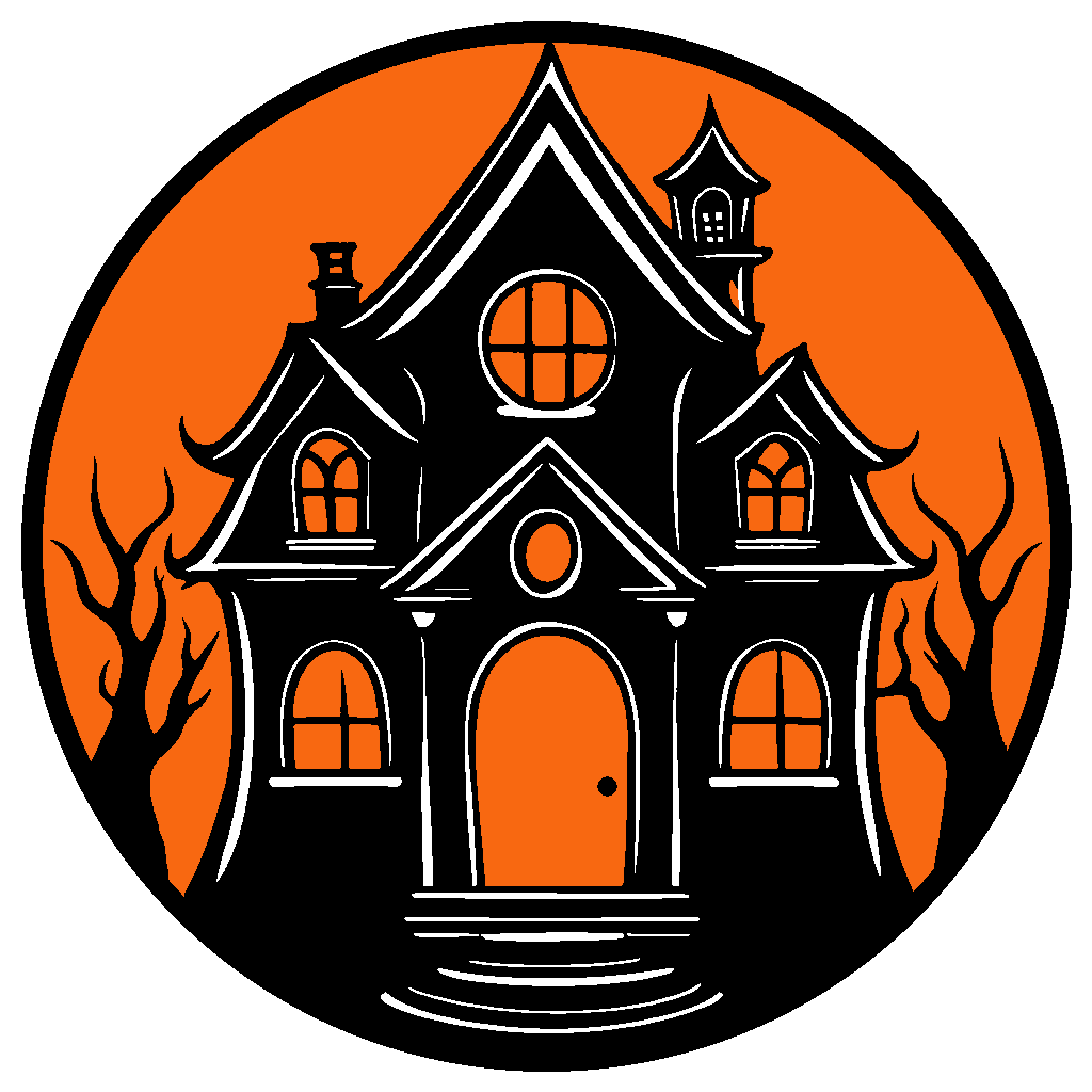 A haunted house inside a cirkel